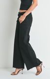 RELAXED WIDE LEG WITH FRAY HEM IN BLACK