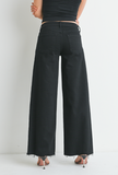 RELAXED WIDE LEG WITH FRAY HEM IN BLACK