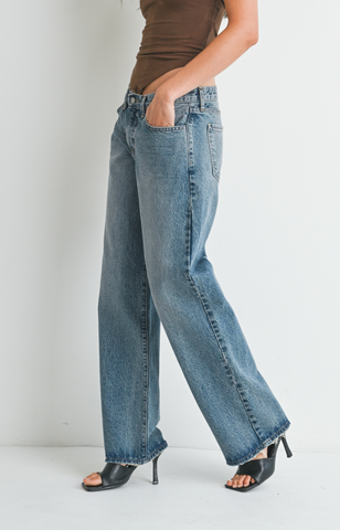 VINTAGE WASHED LOW RISE SLOUCHY FIT DENIM