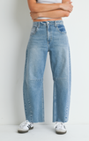 SEAMED BARREL JEANS IN STONE WASH