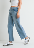 SEAMED BARREL JEANS IN STONE WASH